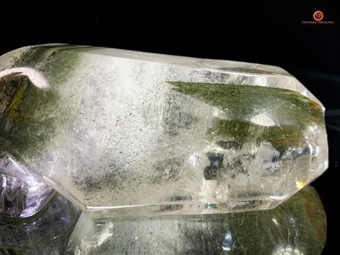 Crâne de cristal allongé - Quartz chlorite - Purification | obsidian dragons
