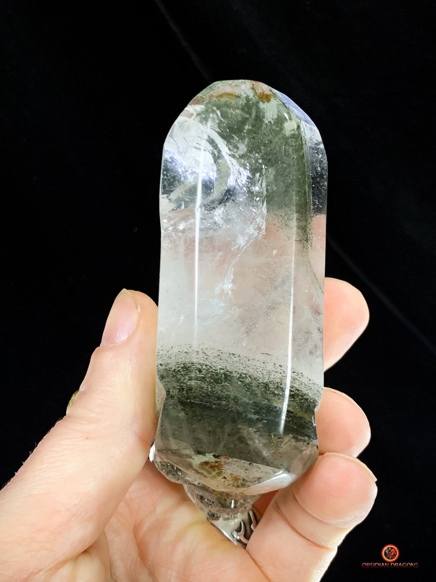 Crâne de cristal allongé - Quartz chlorite - Purification | obsidian dragons