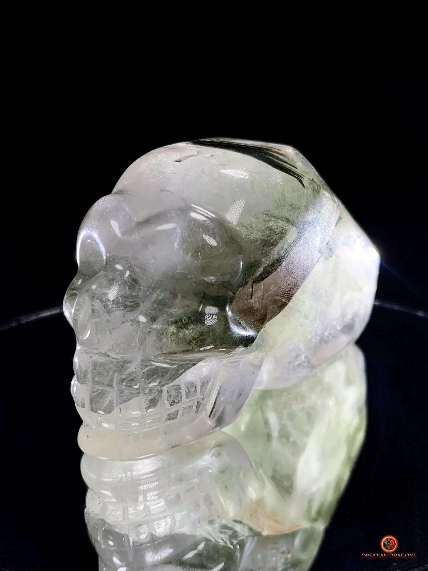 Crâne de cristal allongé - Quartz fantôme - Énergies | obsidian dragons