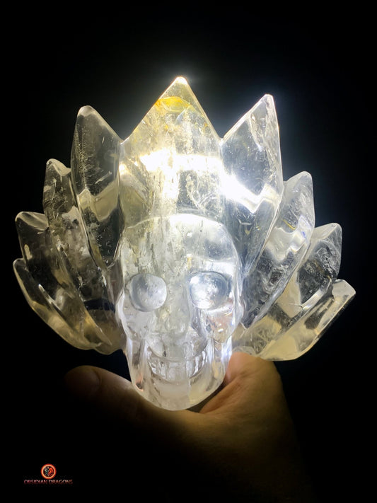 Crâne de Cristal Couronné - Cristal de Roche Naturel | obsidian dragons
