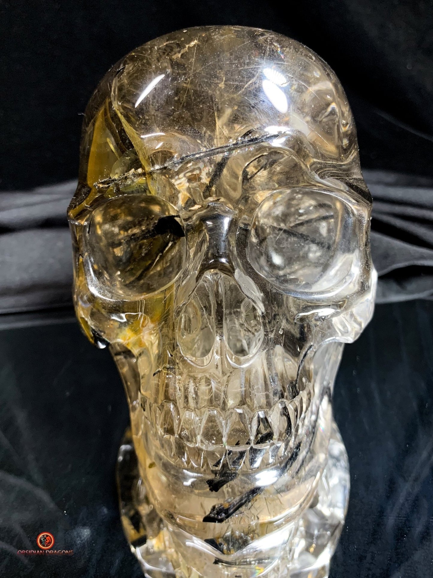Crâne de Cristal Exceptionnel - Cristal de Roche à Inclusions | obsidian dragons