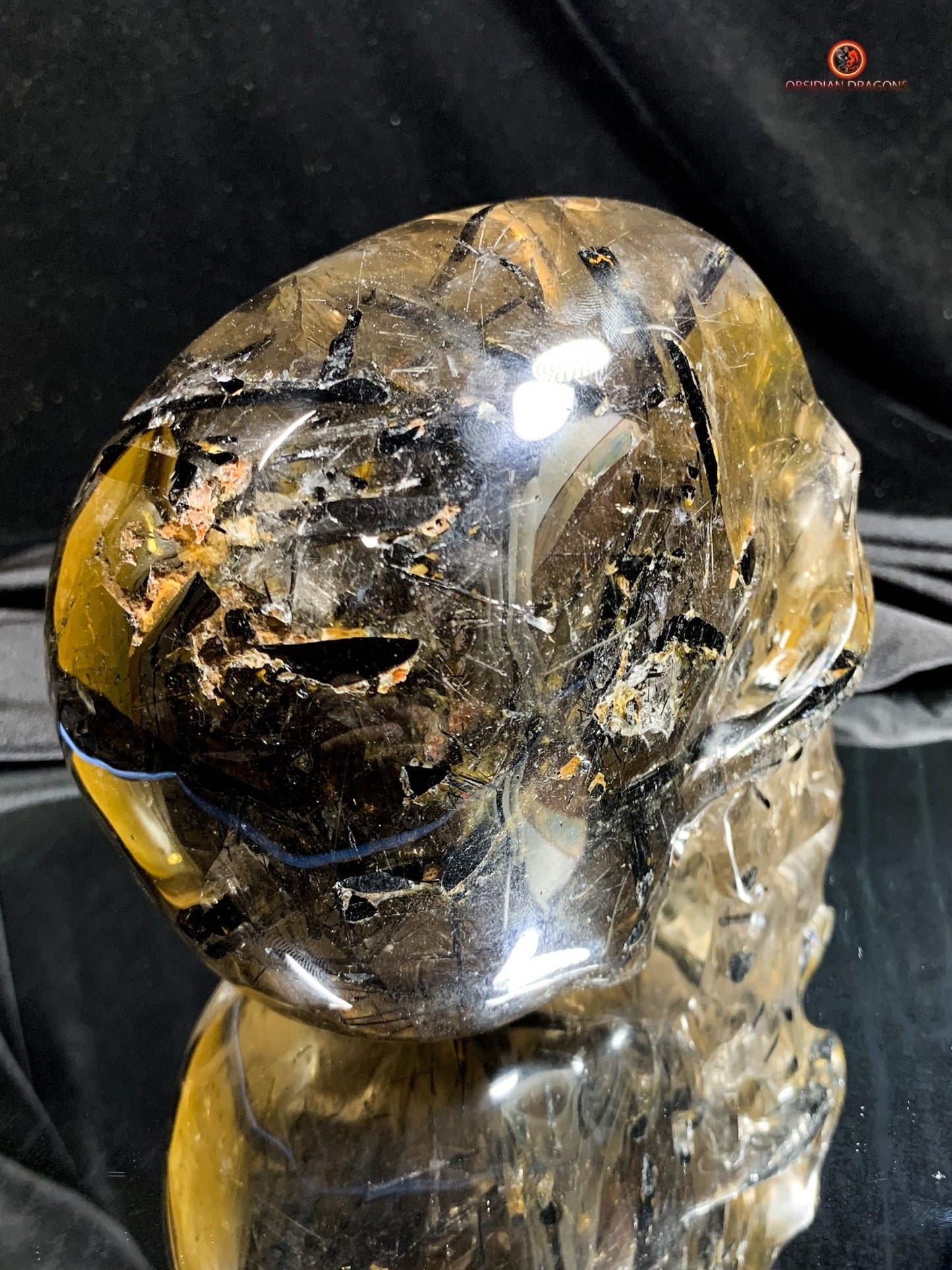 Crâne de Cristal Exceptionnel - Cristal de Roche à Inclusions | obsidian dragons