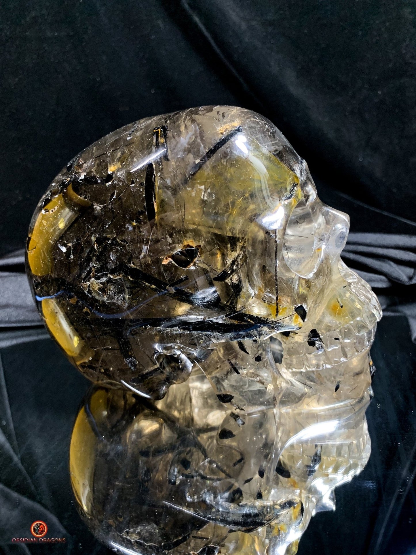 Crâne de Cristal Exceptionnel - Cristal de Roche à Inclusions | obsidian dragons