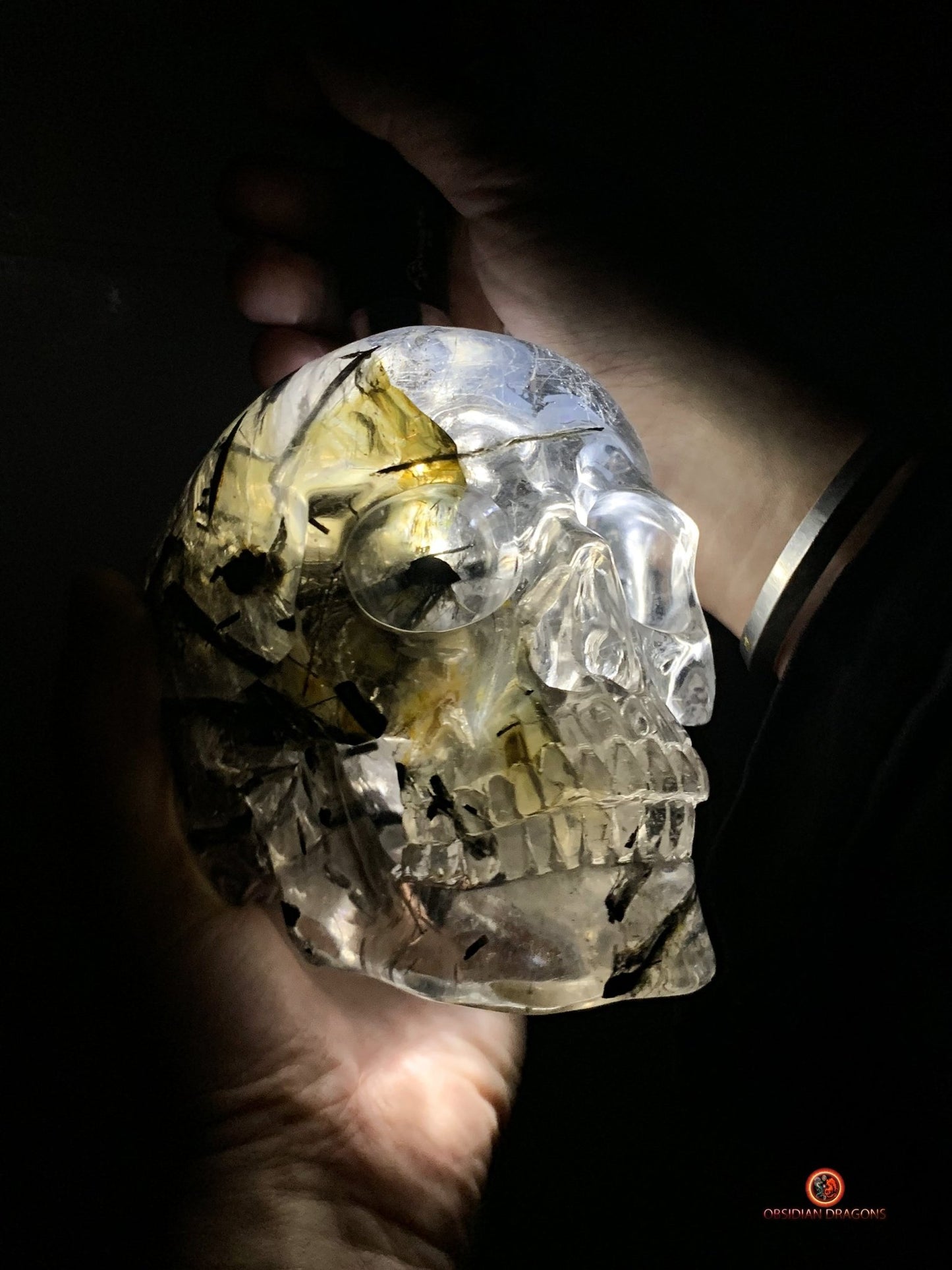 Crâne de Cristal Exceptionnel - Cristal de Roche à Inclusions | obsidian dragons