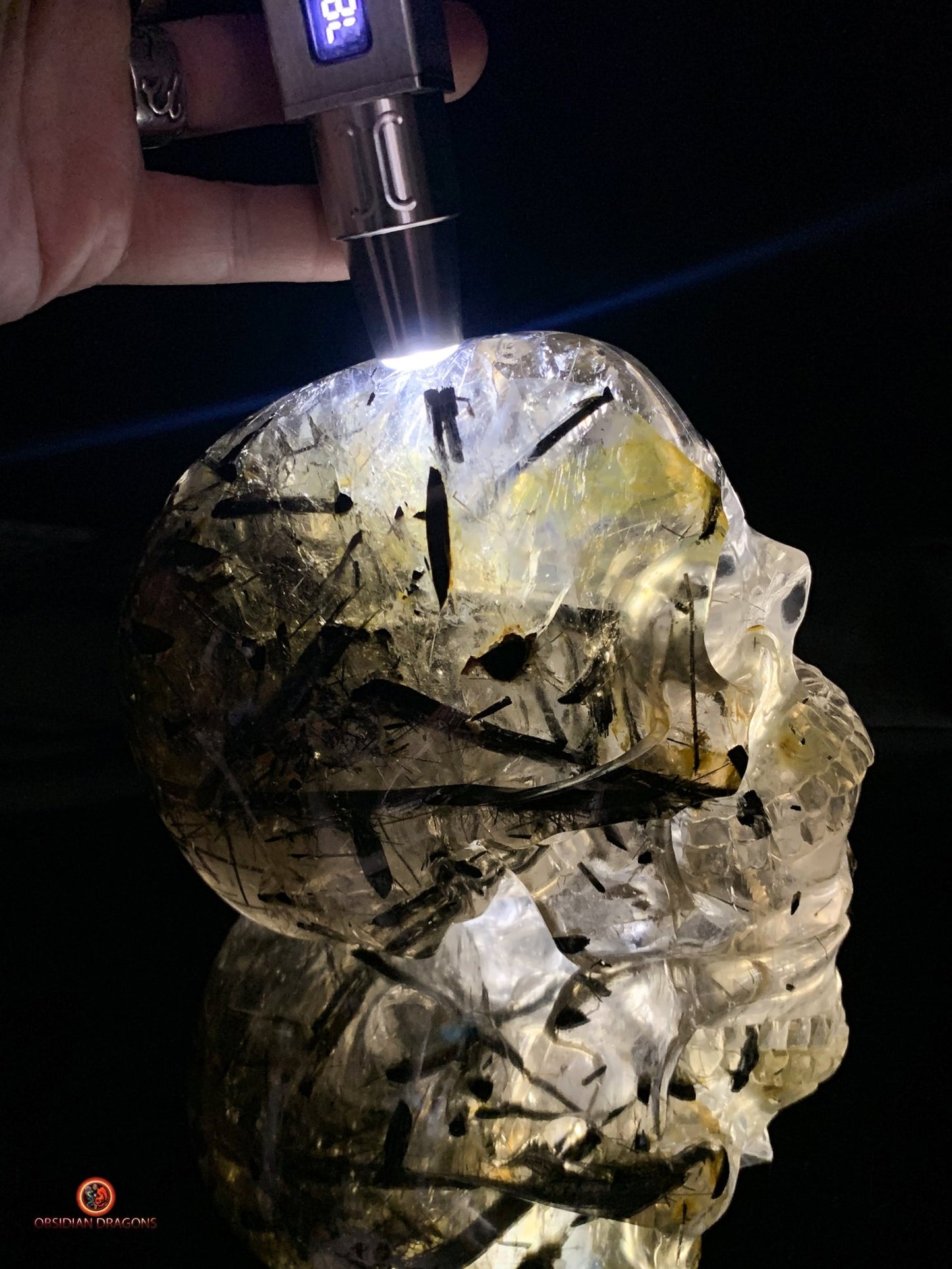Crâne de Cristal Exceptionnel - Cristal de Roche à Inclusions | obsidian dragons