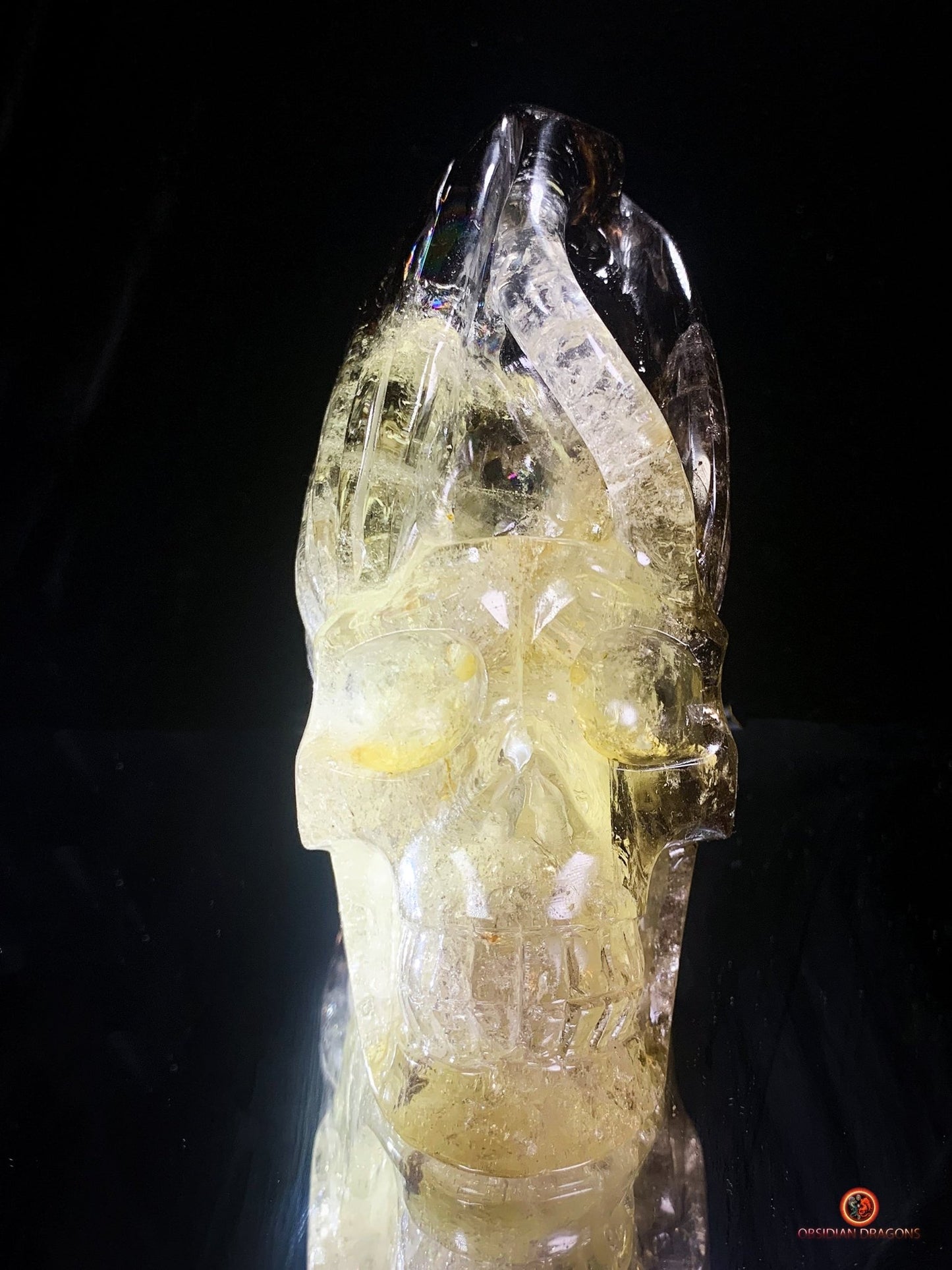Crâne de Cristal Fontaine à Encens – Quartz Fumé & Cristal | obsidian dragons