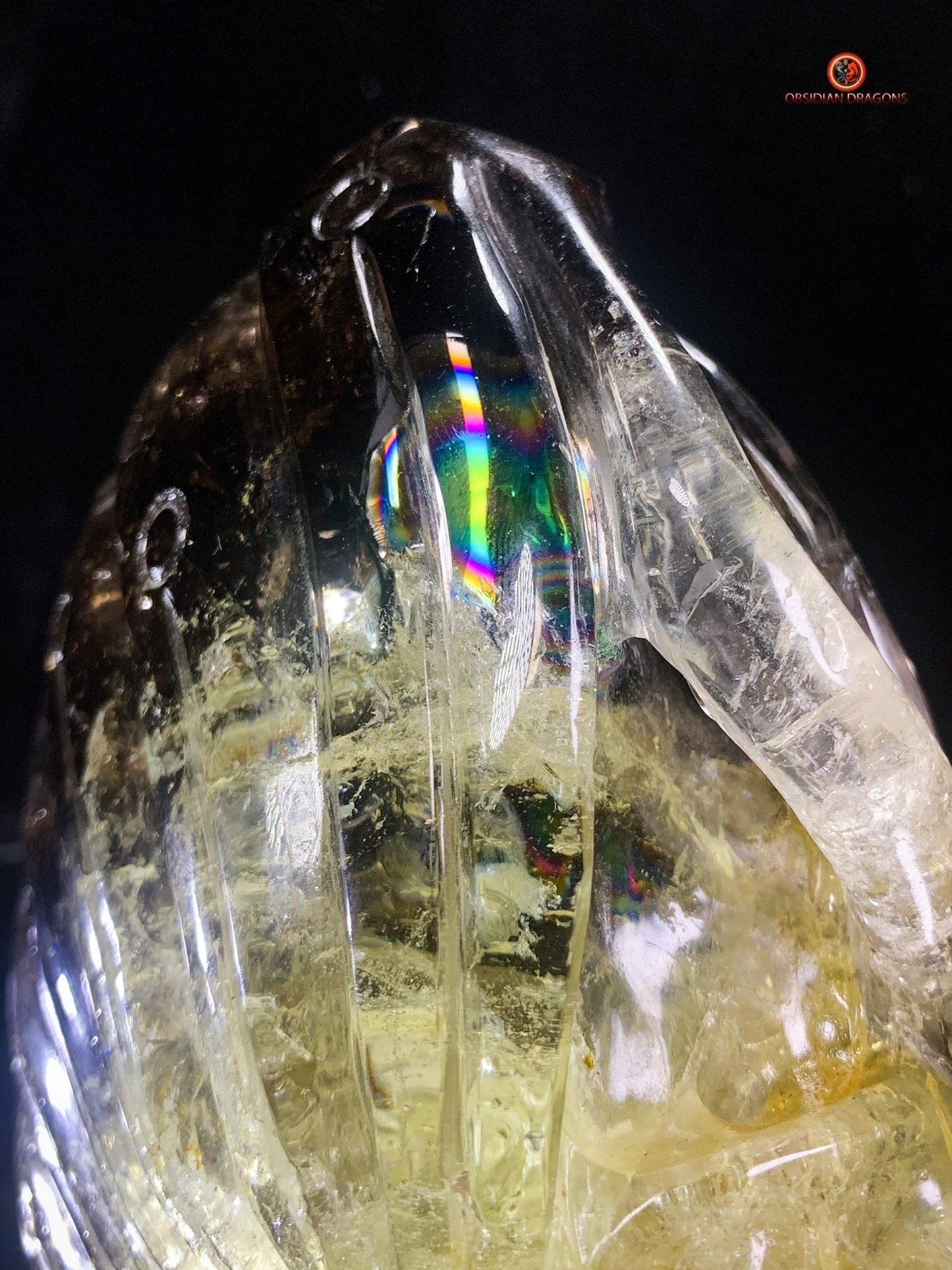 Crâne de Cristal Fontaine à Encens – Quartz Fumé & Cristal | obsidian dragons