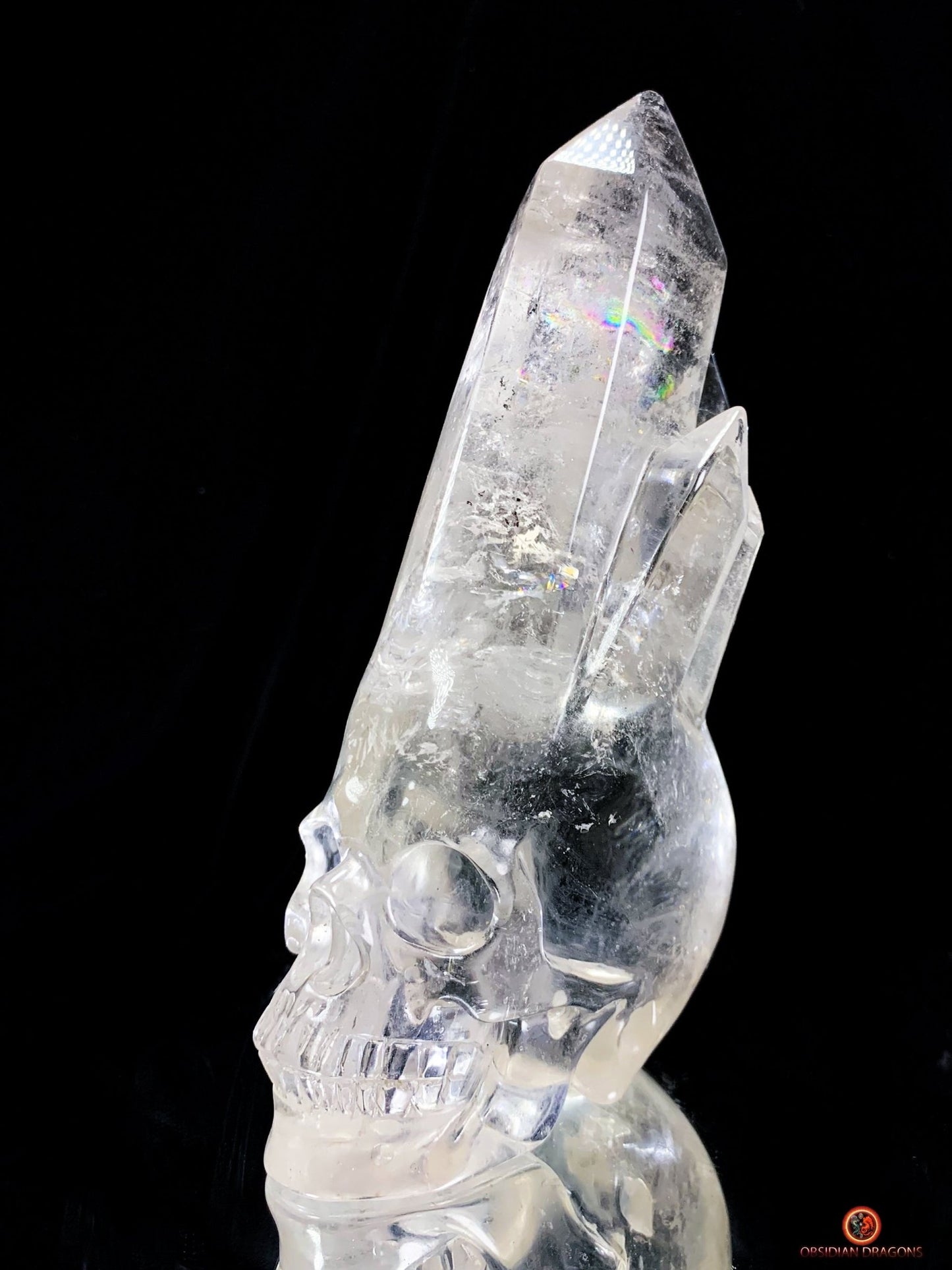 Crâne de Cristal - cristal de roche - Crâne à Pointes de Cristal | obsidian dragons
