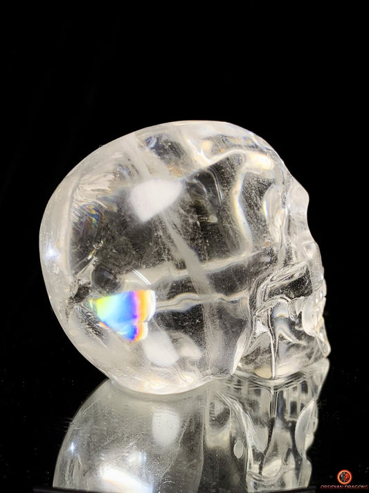 Crâne de Cristal de Roche Naturel – Reflets Arc-en-Ciel | obsidian dragons