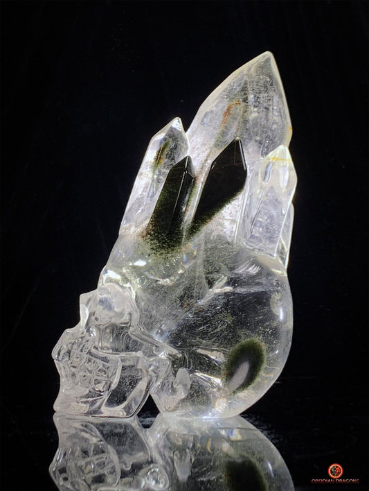 Crâne de Cristal de Roche haut de gamme - cristal de qualité rare | obsidian dragons