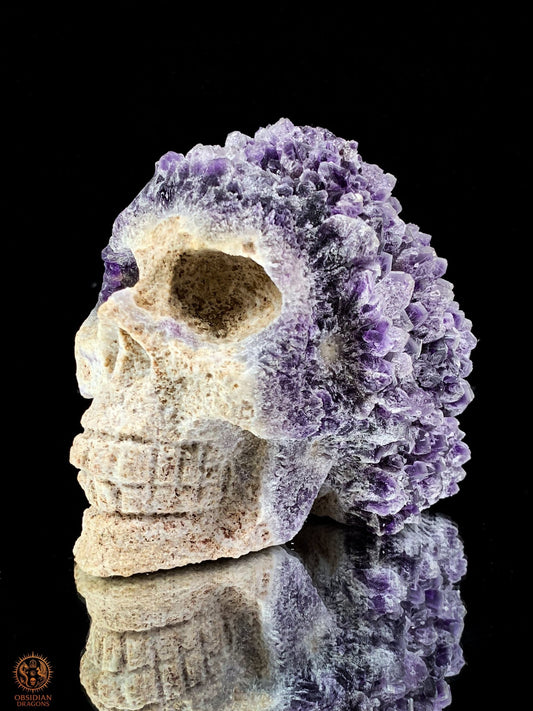 Crâne de Cristal en Améthyste Brute – Esprit des Origines | obsidian dragons