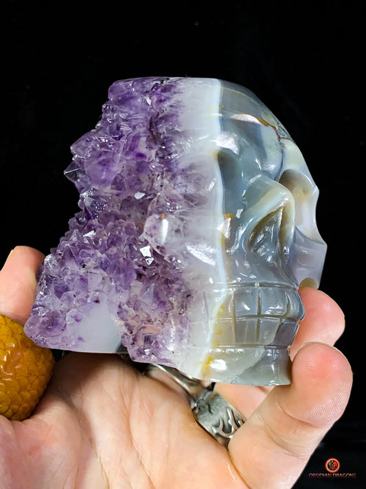 Crâne de Cristal en Améthyste - Crâne de Méditation Rare | obsidian dragons