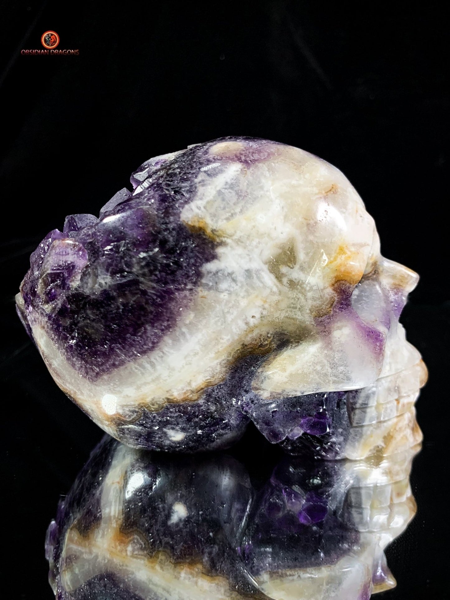 Crâne de Cristal en Améthyste - Crâne de Méditation exceptionnel - obsidian dragons