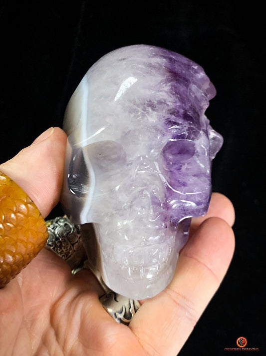 Crâne de Cristal en Améthyste – Cristal d’Éveil rare | obsidian dragons