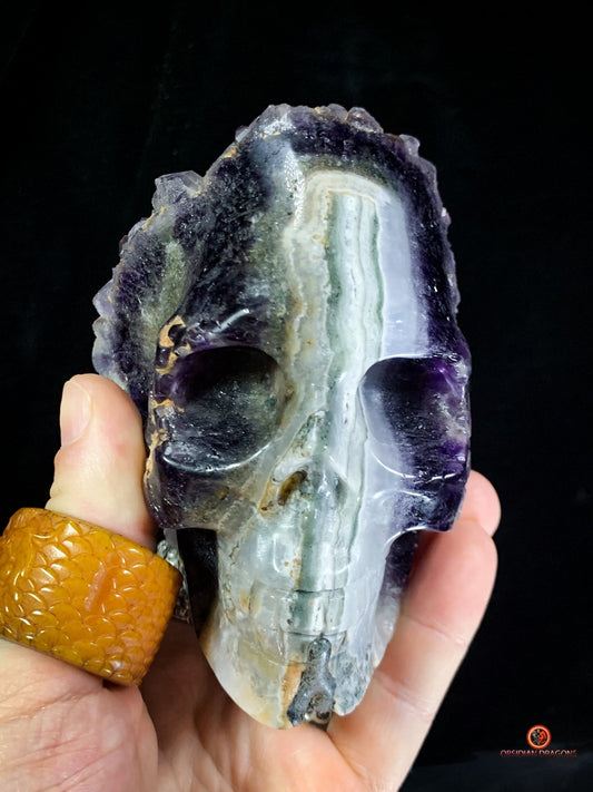 Crâne de Cristal en Améthyste – Fusion de la Pierre et de l'esprit | obsidian dragons
