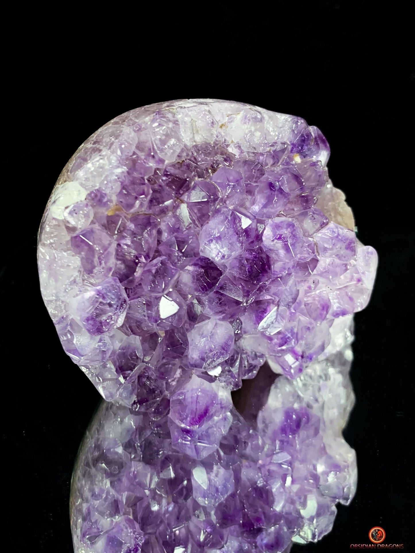 Crâne de Cristal en Améthyste – Fusion du Cristal et de l’Âme | obsidian dragons