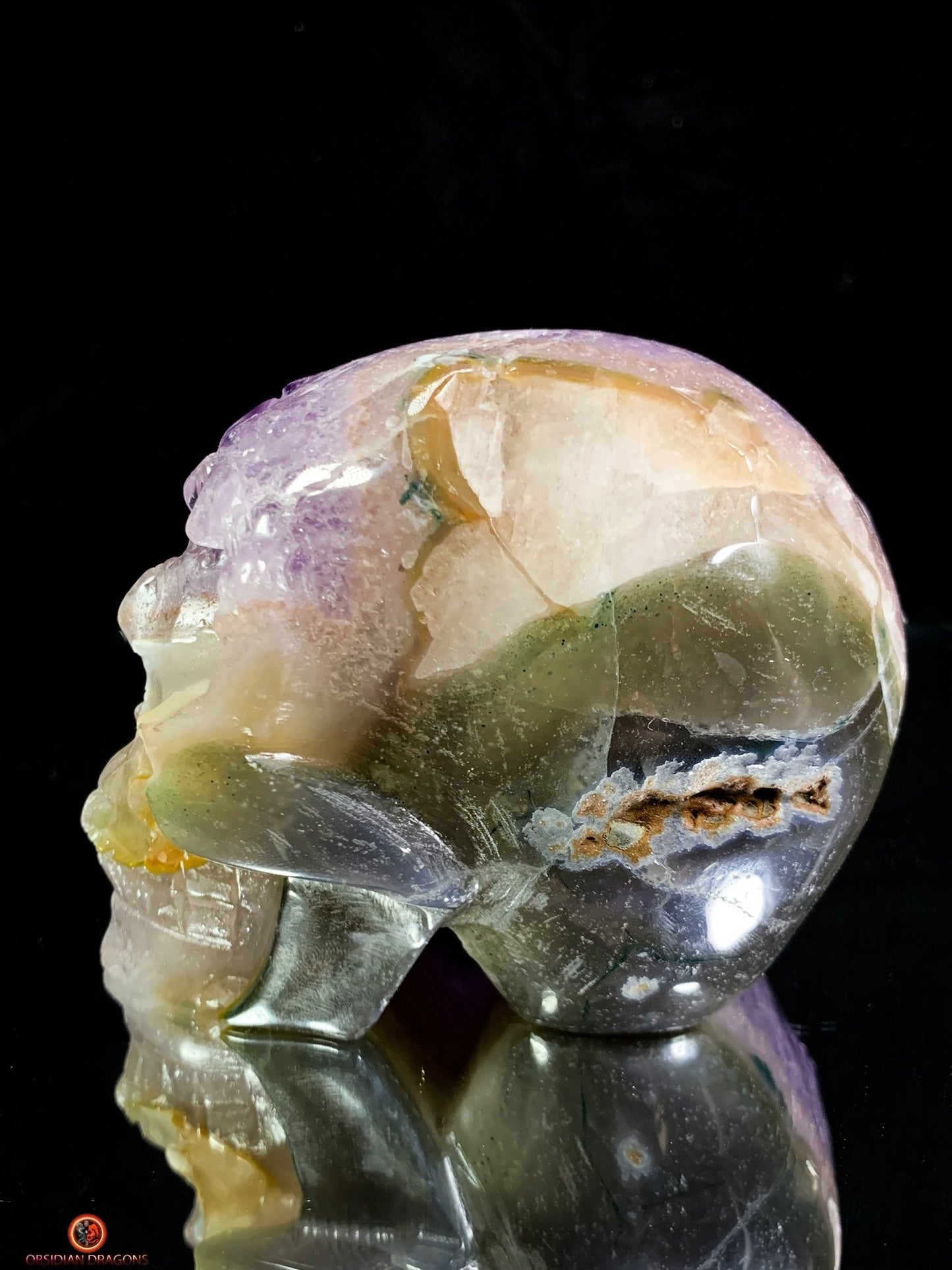Crâne de Cristal en Améthyste – Fusion du Cristal et de l’Âme | obsidian dragons