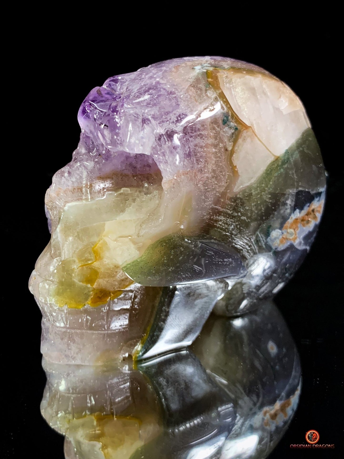 Crâne de Cristal en Améthyste – Fusion du Cristal et de l’Âme | obsidian dragons