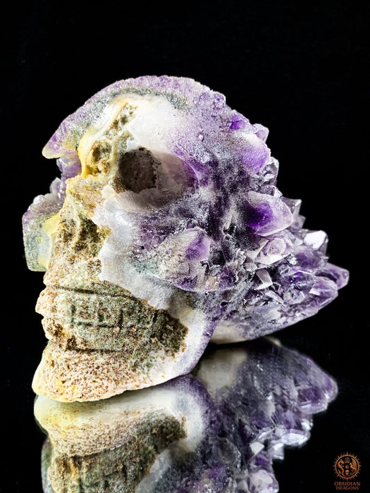 Crâne de Cristal en Améthyste brut – Guide des Seuils | obsidian dragons