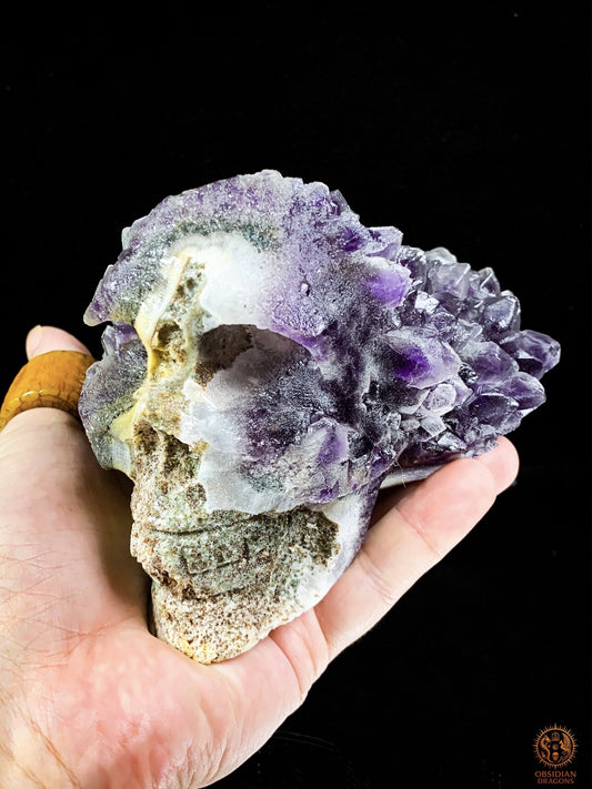 Crâne de Cristal en Améthyste brut – Guide des Seuils | obsidian dragons