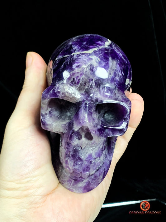 Crâne de Cristal en Améthyste- Unique et Précieux | obsidian dragons