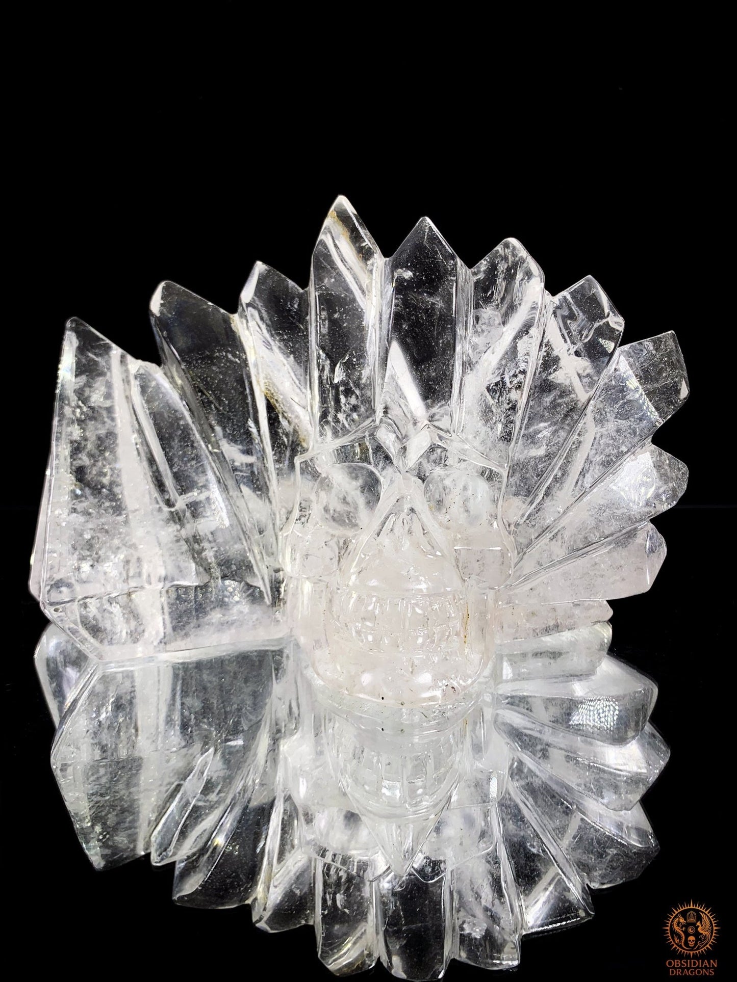 Crâne de Cristal en Cristal de Roche – Couronne de lumière | obsidian dragons
