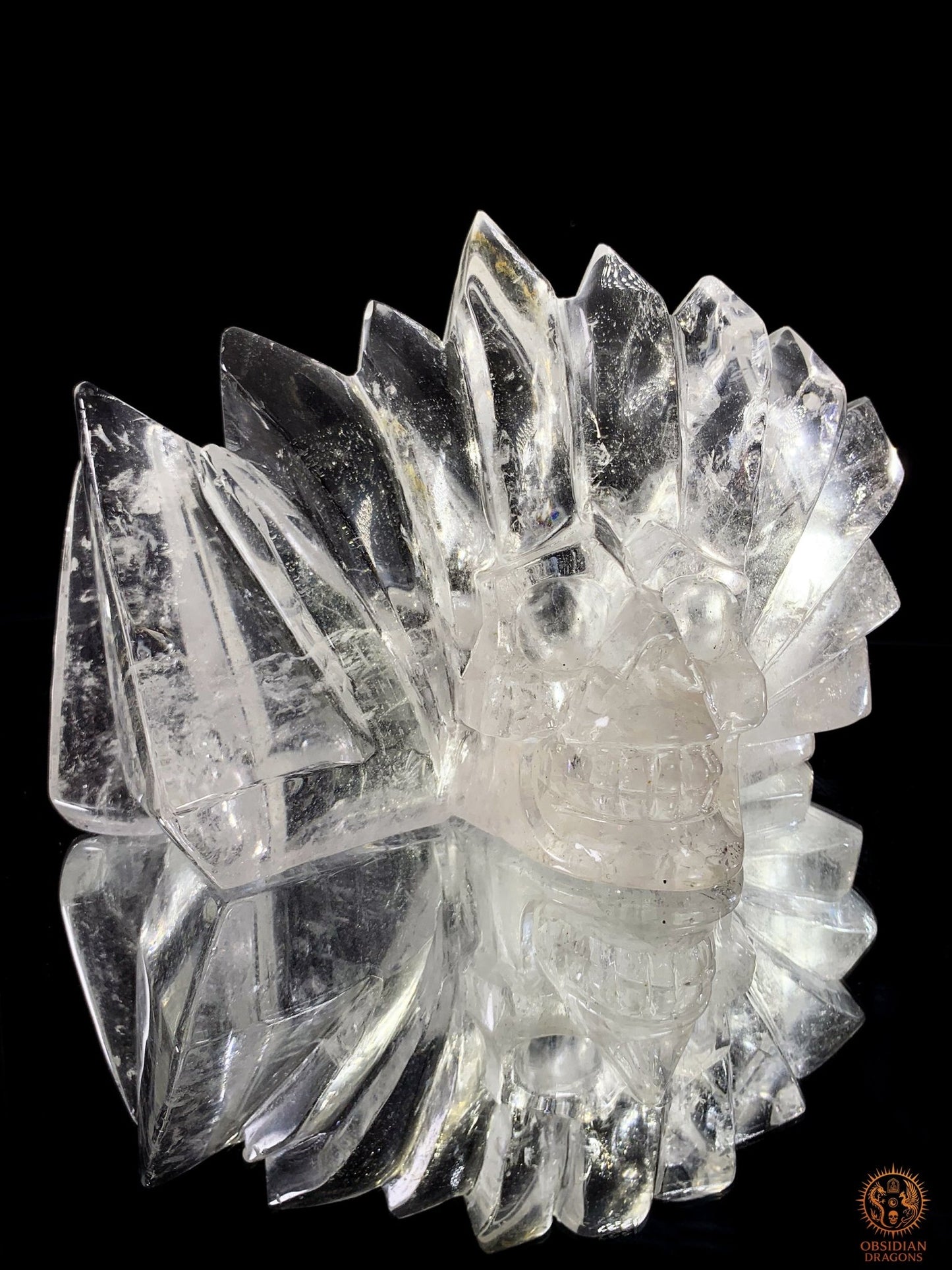 Crâne de Cristal en Cristal de Roche – Couronne de lumière | obsidian dragons