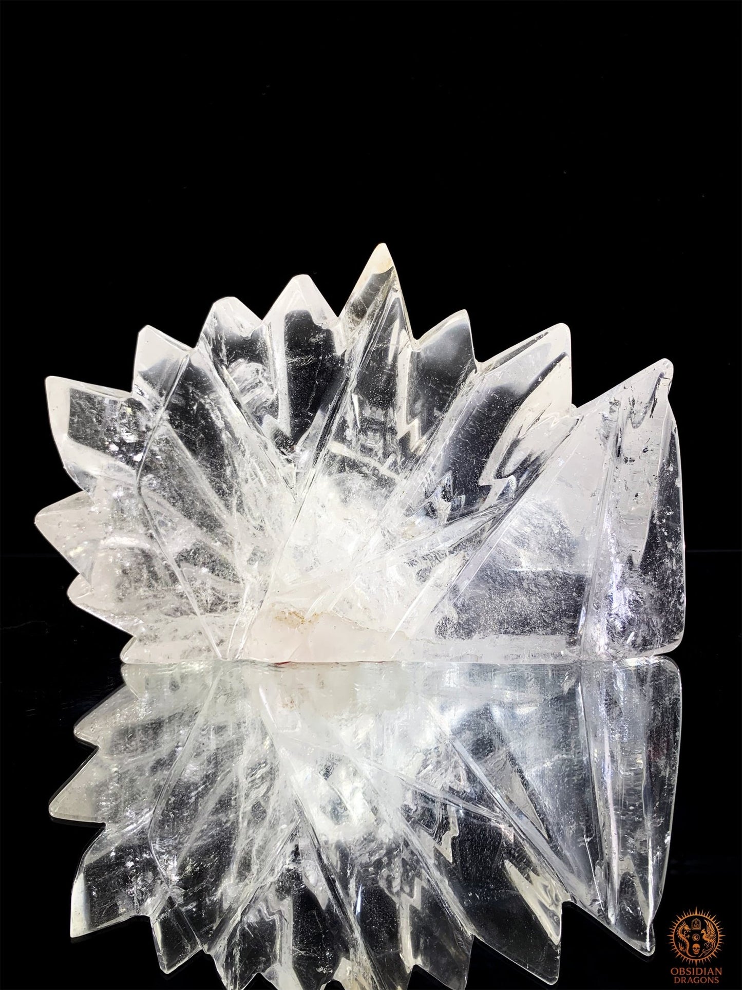 Crâne de Cristal en Cristal de Roche – Couronne de lumière | obsidian dragons
