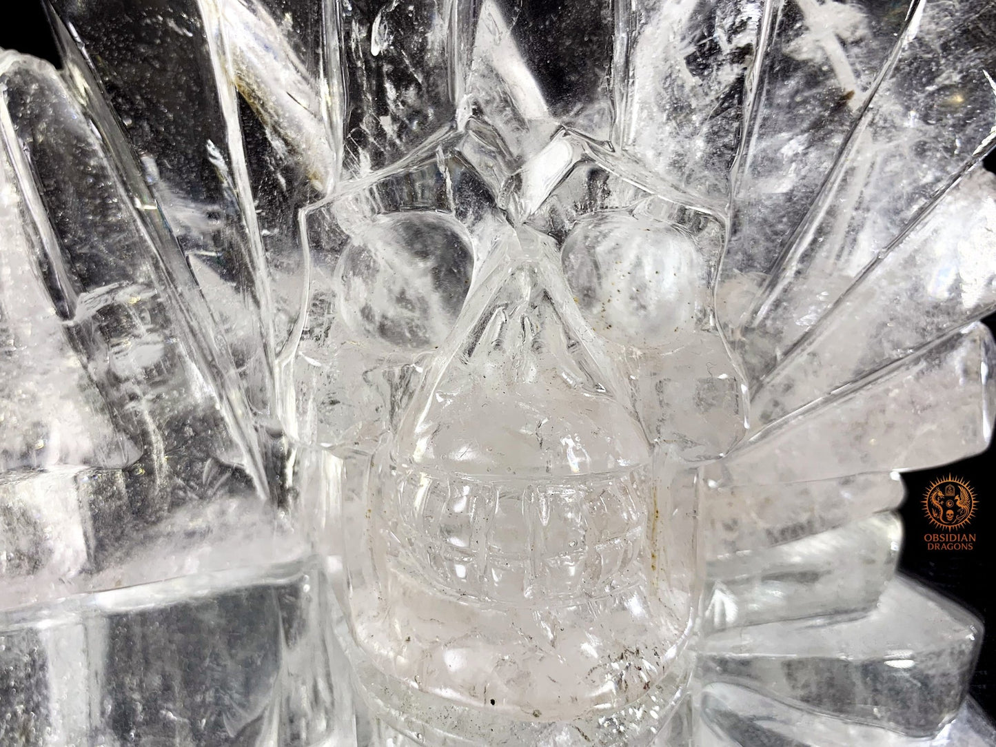 Crâne de Cristal en Cristal de Roche – Couronne de lumière | obsidian dragons