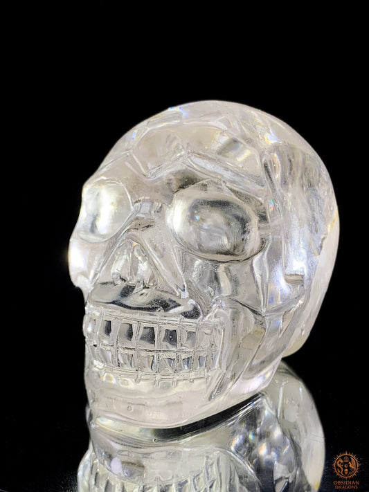 Crâne de Cristal en Cristal de Roche - Reflets arc en ciel | obsidian dragons
