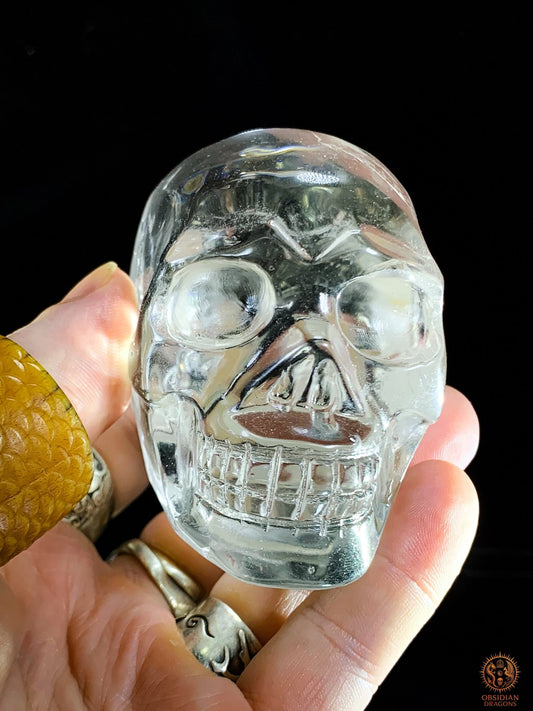 Crâne de Cristal en Cristal de Roche - Reflets arc en ciel | obsidian dragons