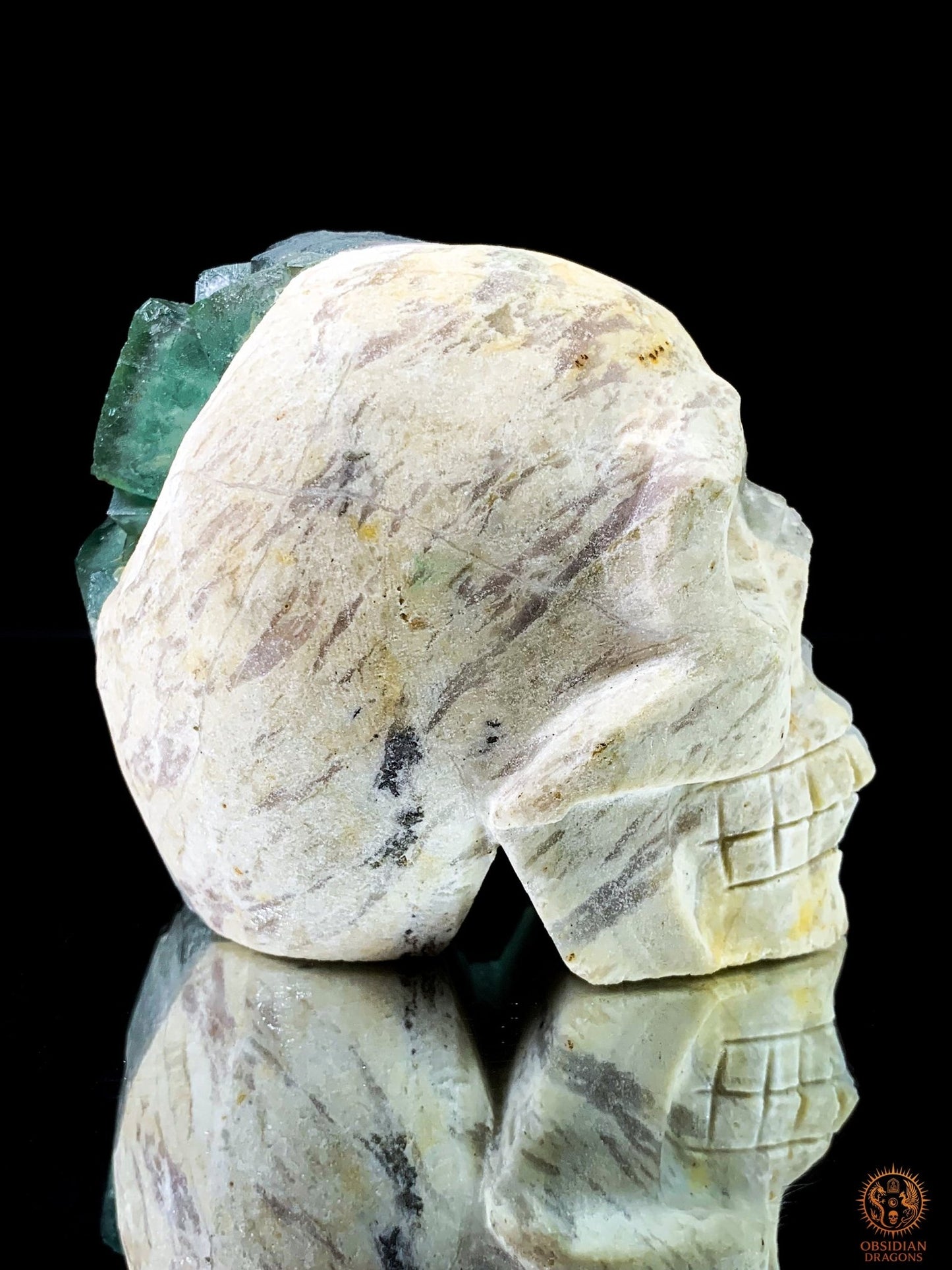 Crâne de Cristal en Fluorite Verte Brute – Harmonie & Clarté | obsidian dragons