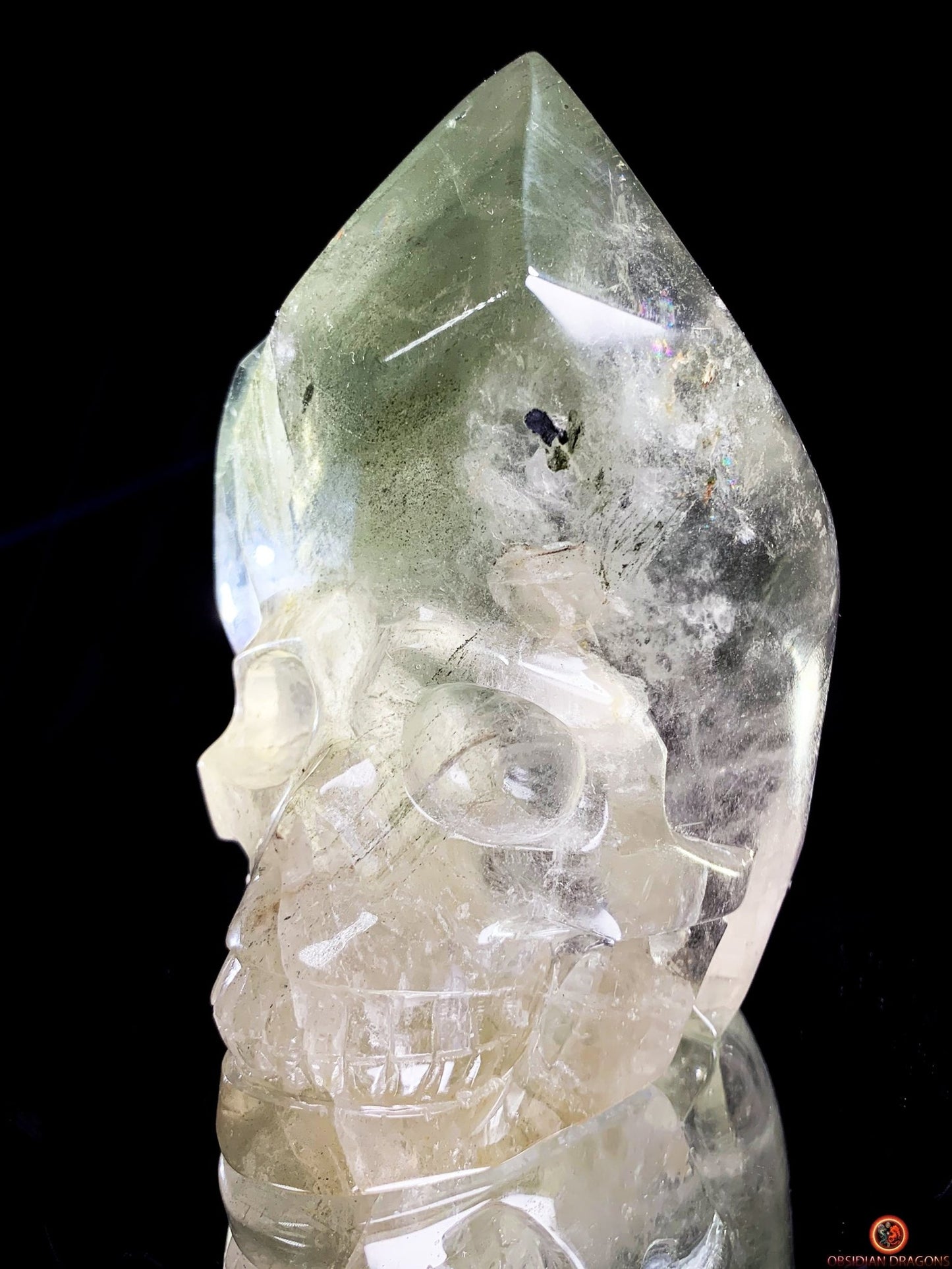 Crâne de Cristal en Quartz Fantôme - Lodolite – Éveil Minéral | obsidian dragons