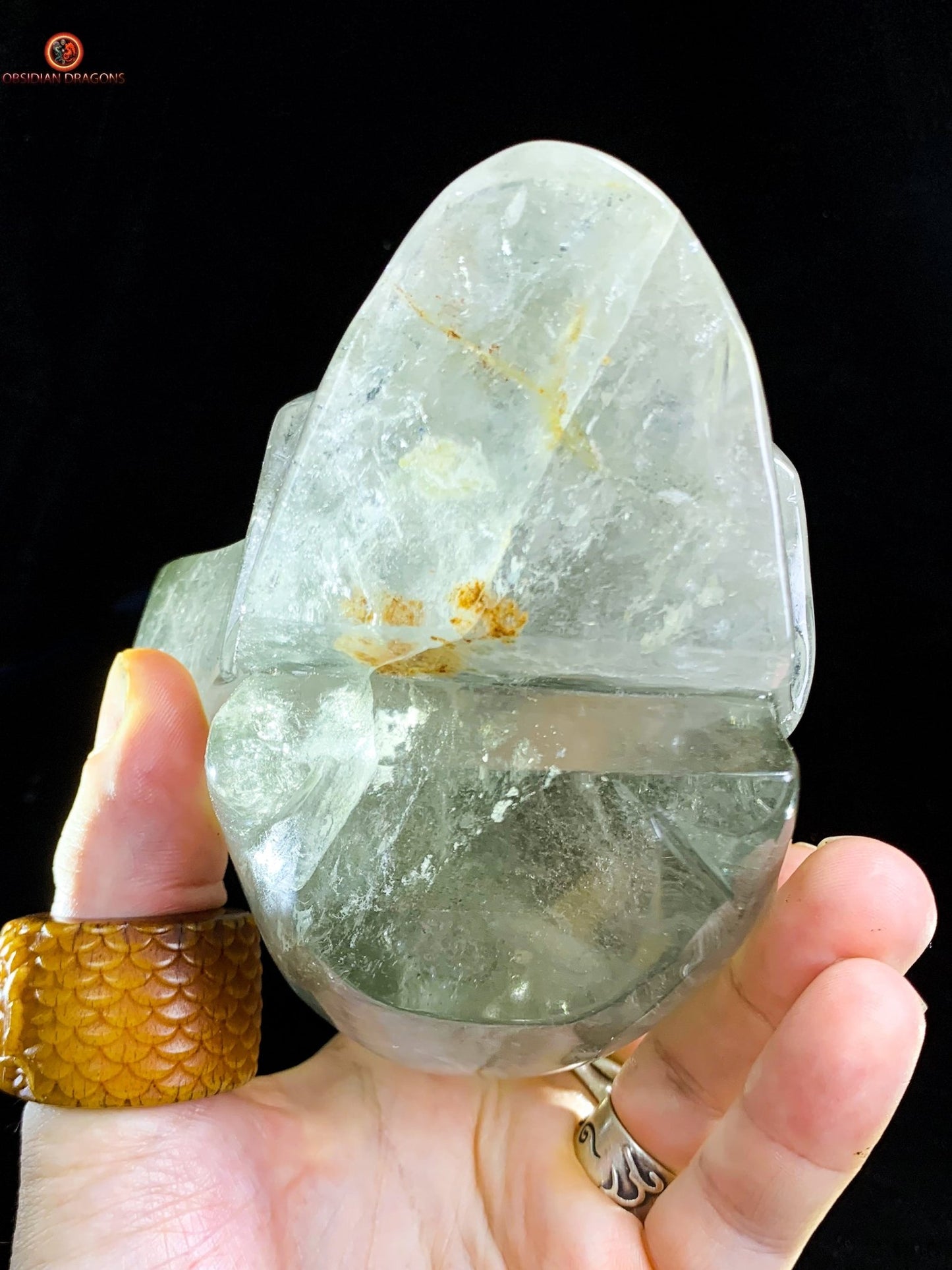 Crâne de Cristal en Quartz Fantôme - Lodolite – Éveil Minéral - obsidian dragons