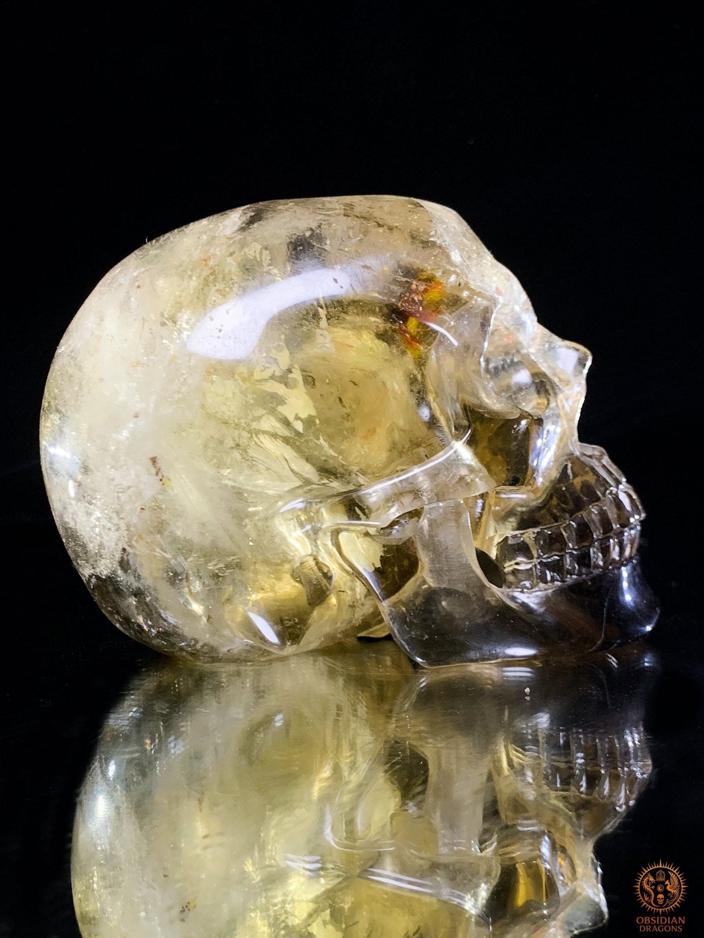 Crâne de Cristal en Quartz Fumé – Reflets Arc-en-Ciel - rare | obsidian dragons