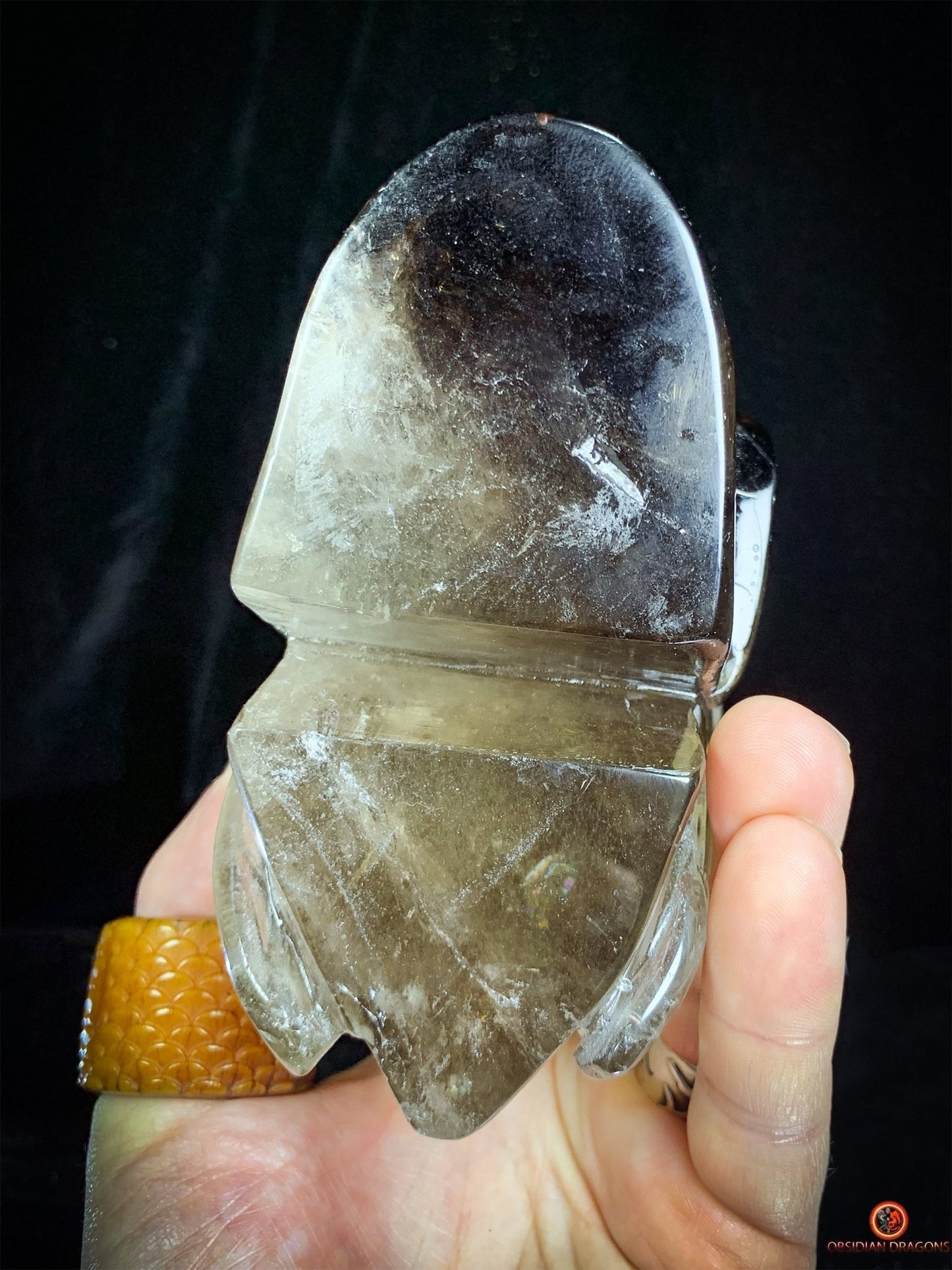 Crâne de Cristal en Quartz Fumé – Sanctuaire d’un Esprit Yōkai - obsidian dragons