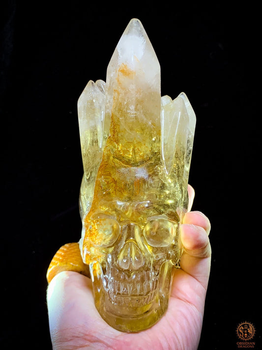 Crâne de Cristal en Quartz Hématoïde – Pointes de Lumière | obsidian dragons