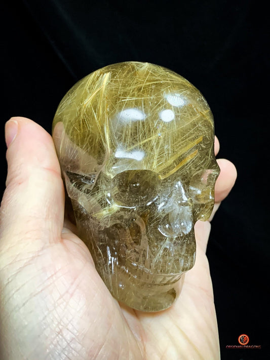 Crâne de Cristal en Quartz Rutile - Exceptionnel et Rare | obsidian dragons