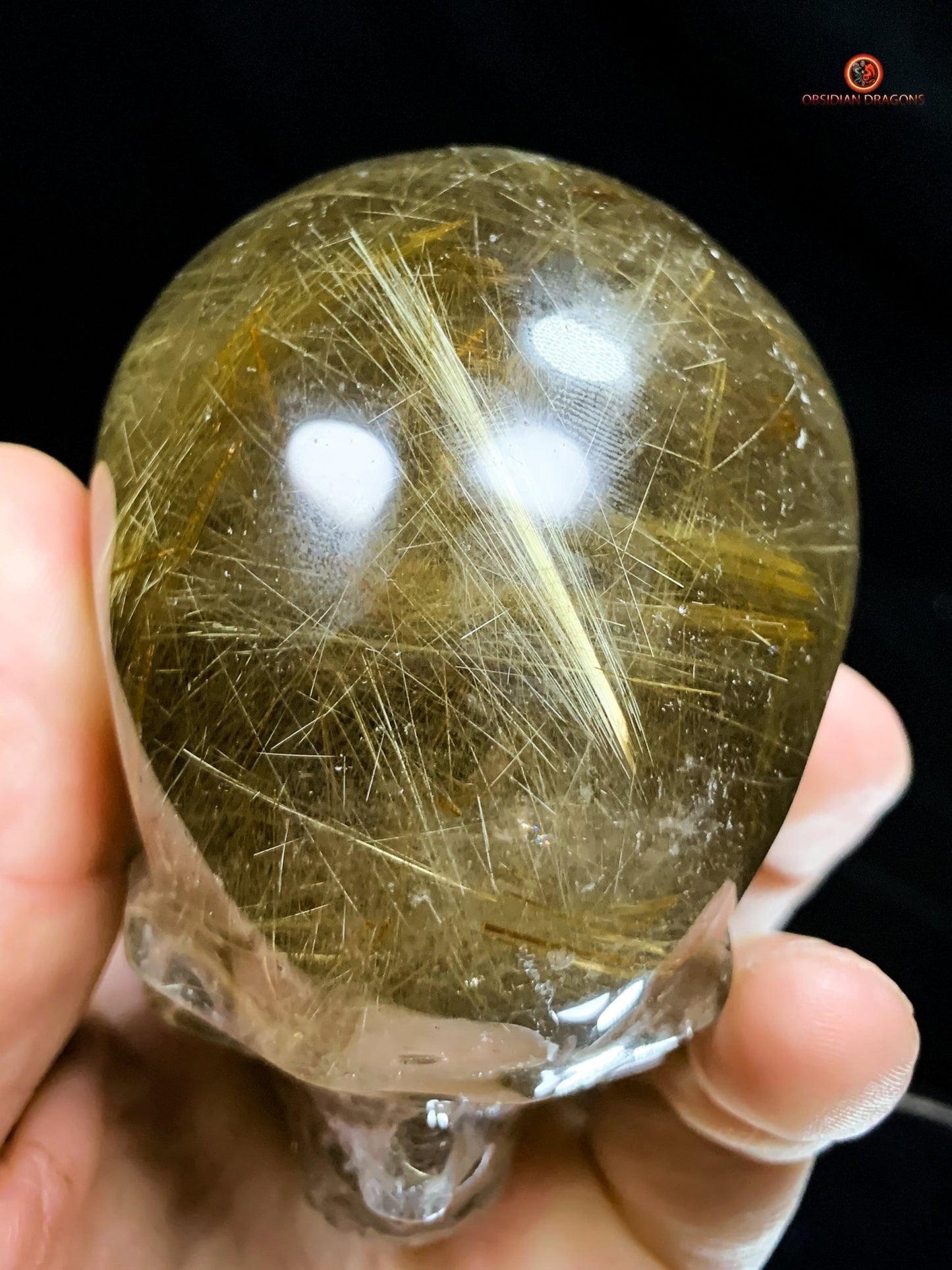 Crâne de Cristal en Quartz Rutile - Exceptionnel et Rare | obsidian dragons