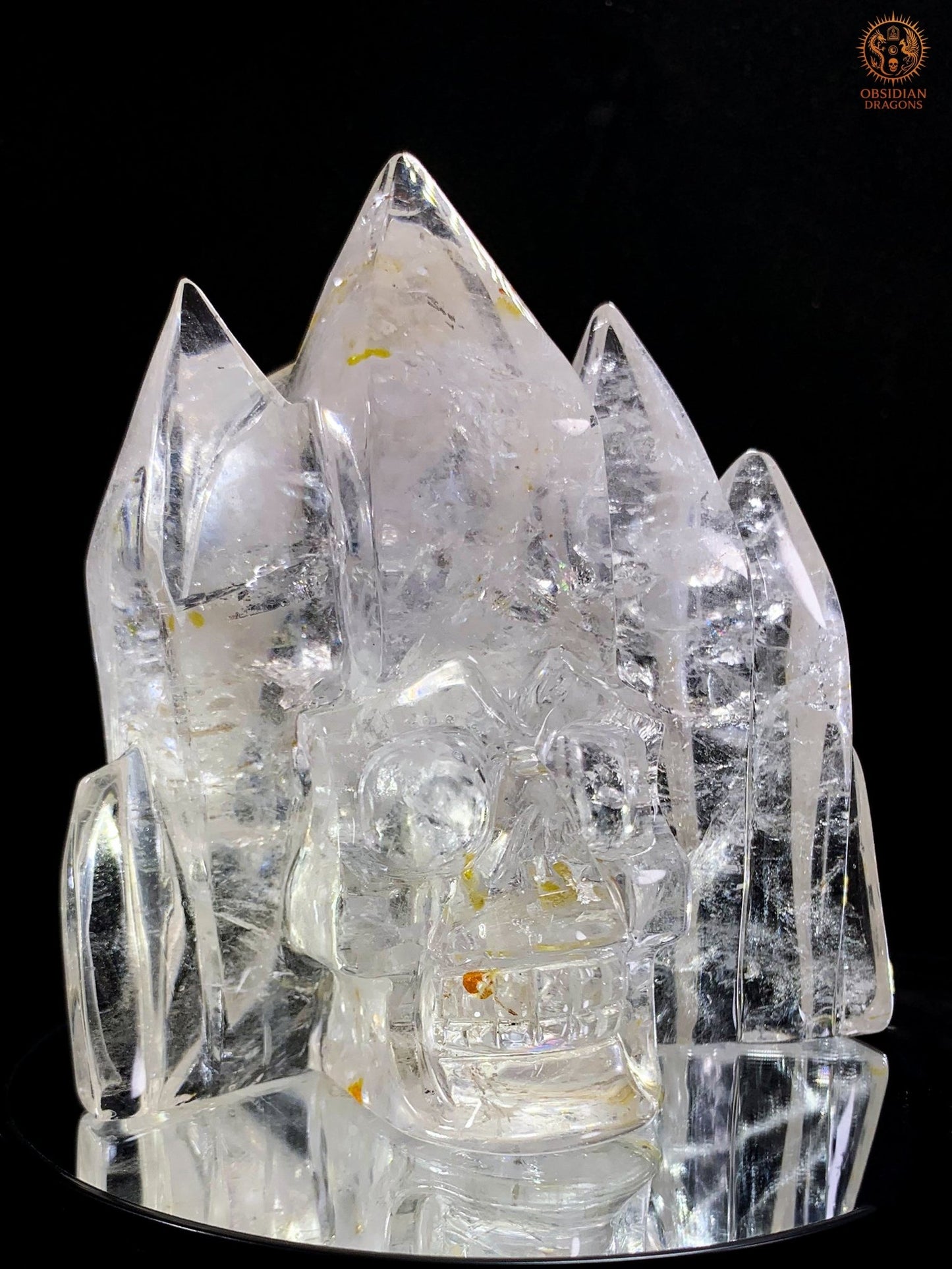 Crâne de Cristal en Cristal de Roche – Temple de Lumière - obsidian dragons