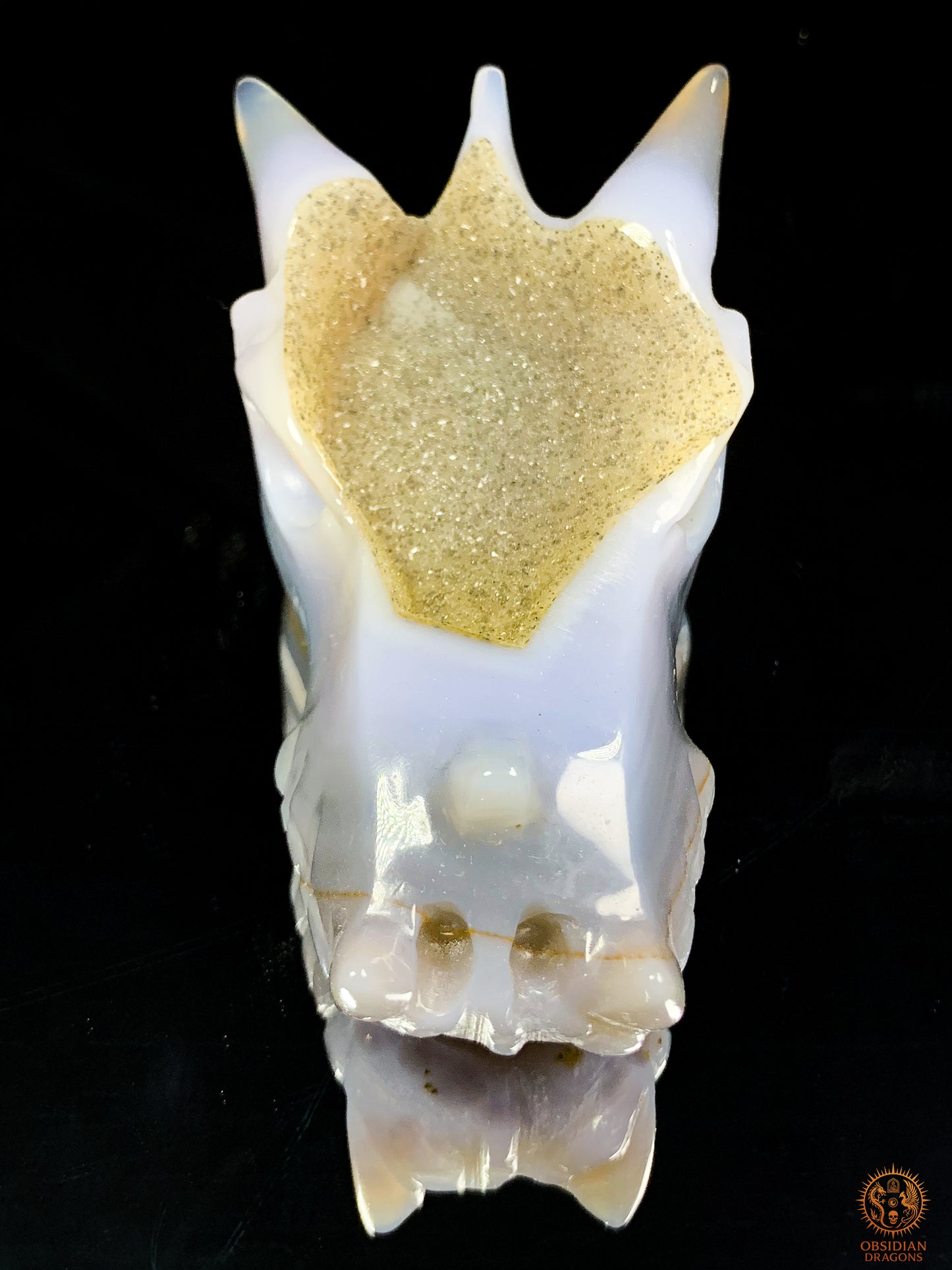 Crâne de Dragon en Agate – Géode de Quartz – Esprit des Brumes | obsidian dragons