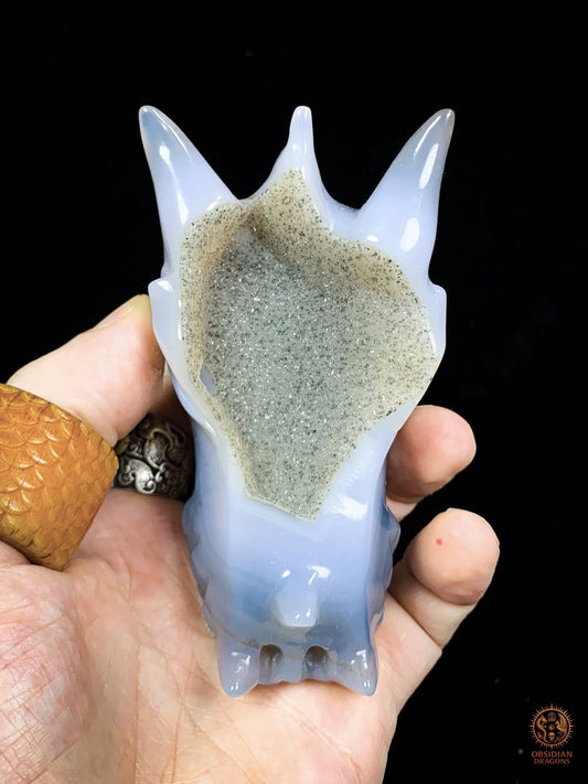 Crâne de Dragon en Agate – Géode de Quartz – Esprit des Brumes | obsidian dragons