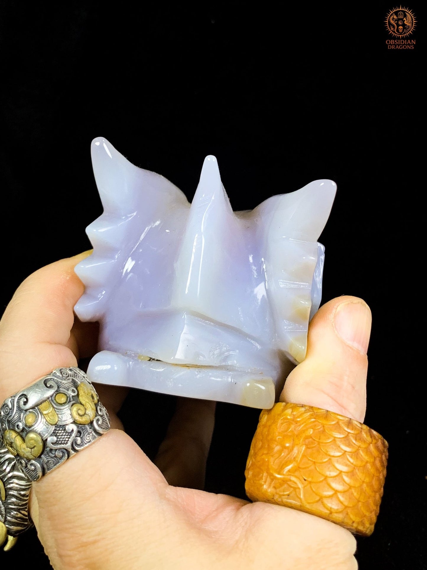 Crâne de Dragon en Agate – Géode de Quartz – Gardien des Brumes - obsidian dragons