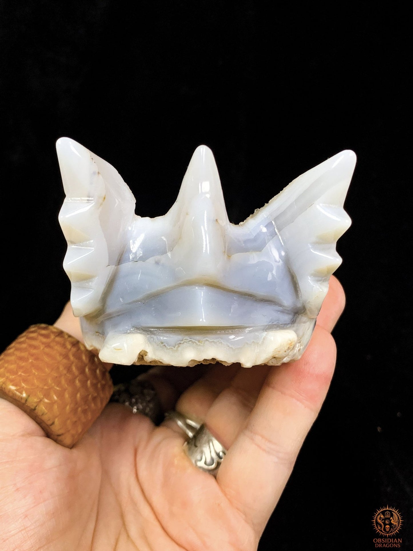 Crâne de Dragon en Calcédoine- Géode- Gardien de l'éveil - obsidian dragons
