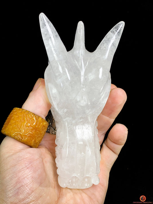 Crâne de Dragon en Cristal de Roche – Souffle Éthérique | obsidian dragons