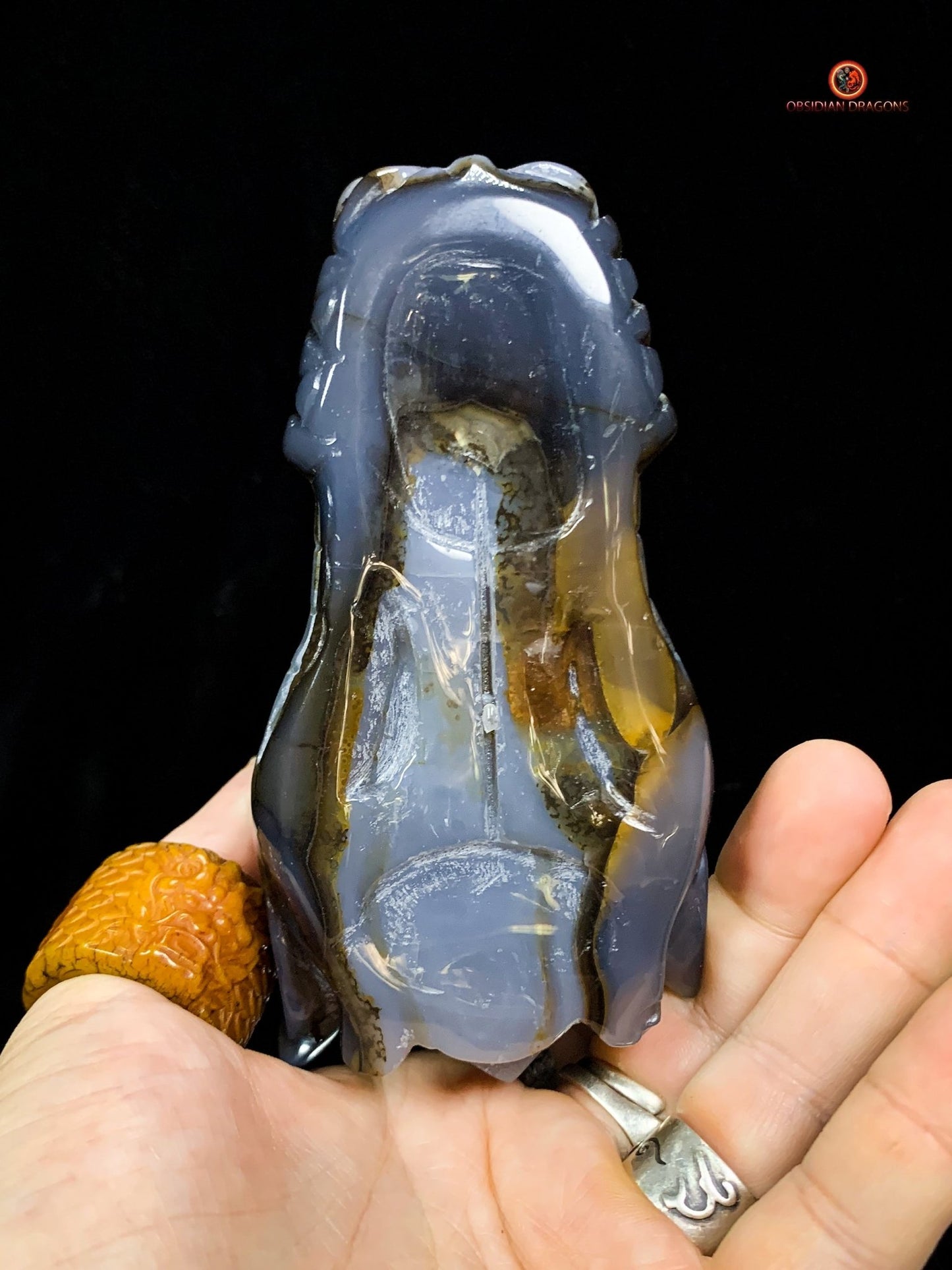 Crâne de Dragon en Géode de Quartz Citrine - Énergie et Lumière - obsidian dragons