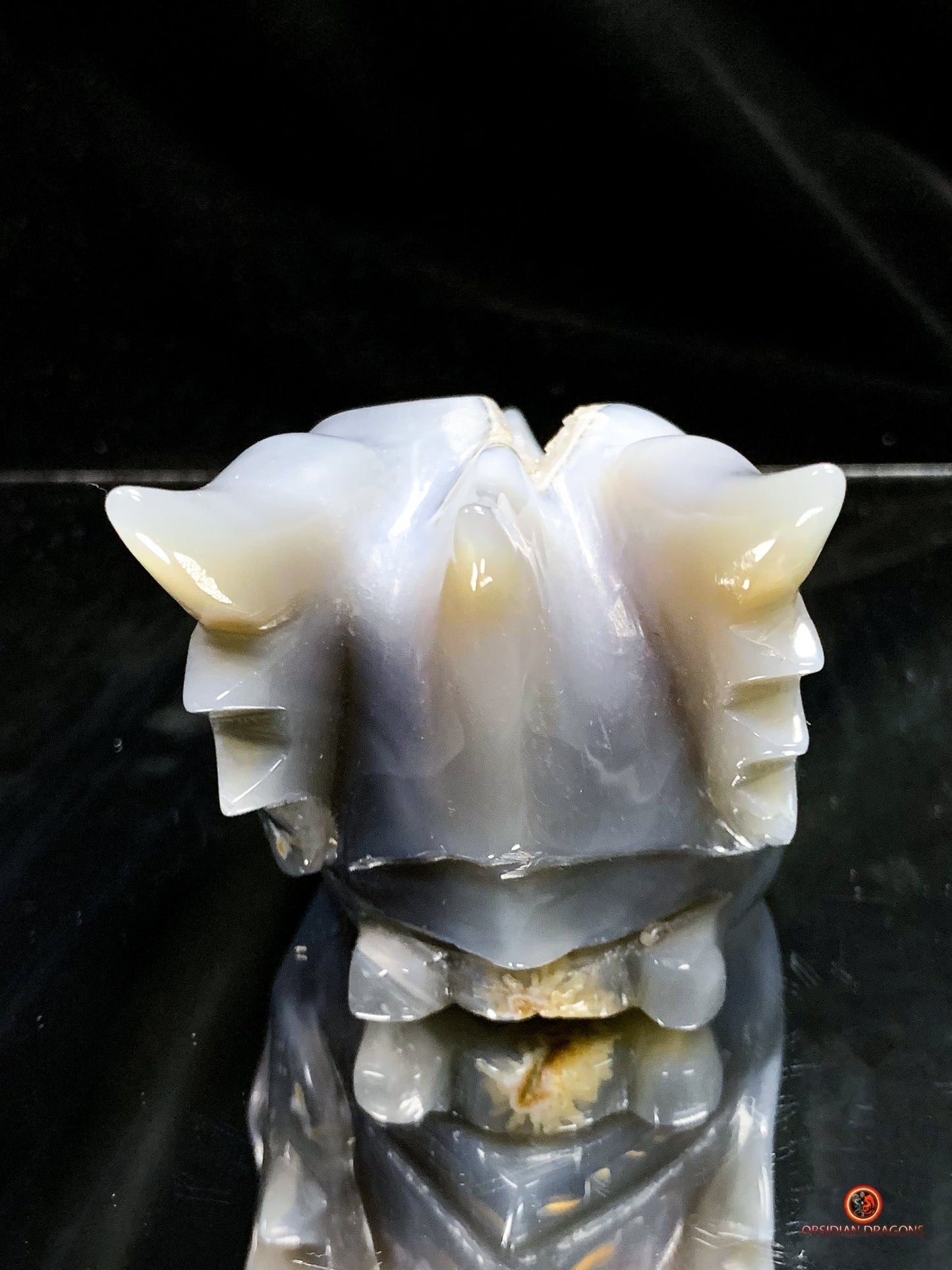 Crâne de Dragon en Géode de Quartz – Éveil et Protection | obsidian dragons