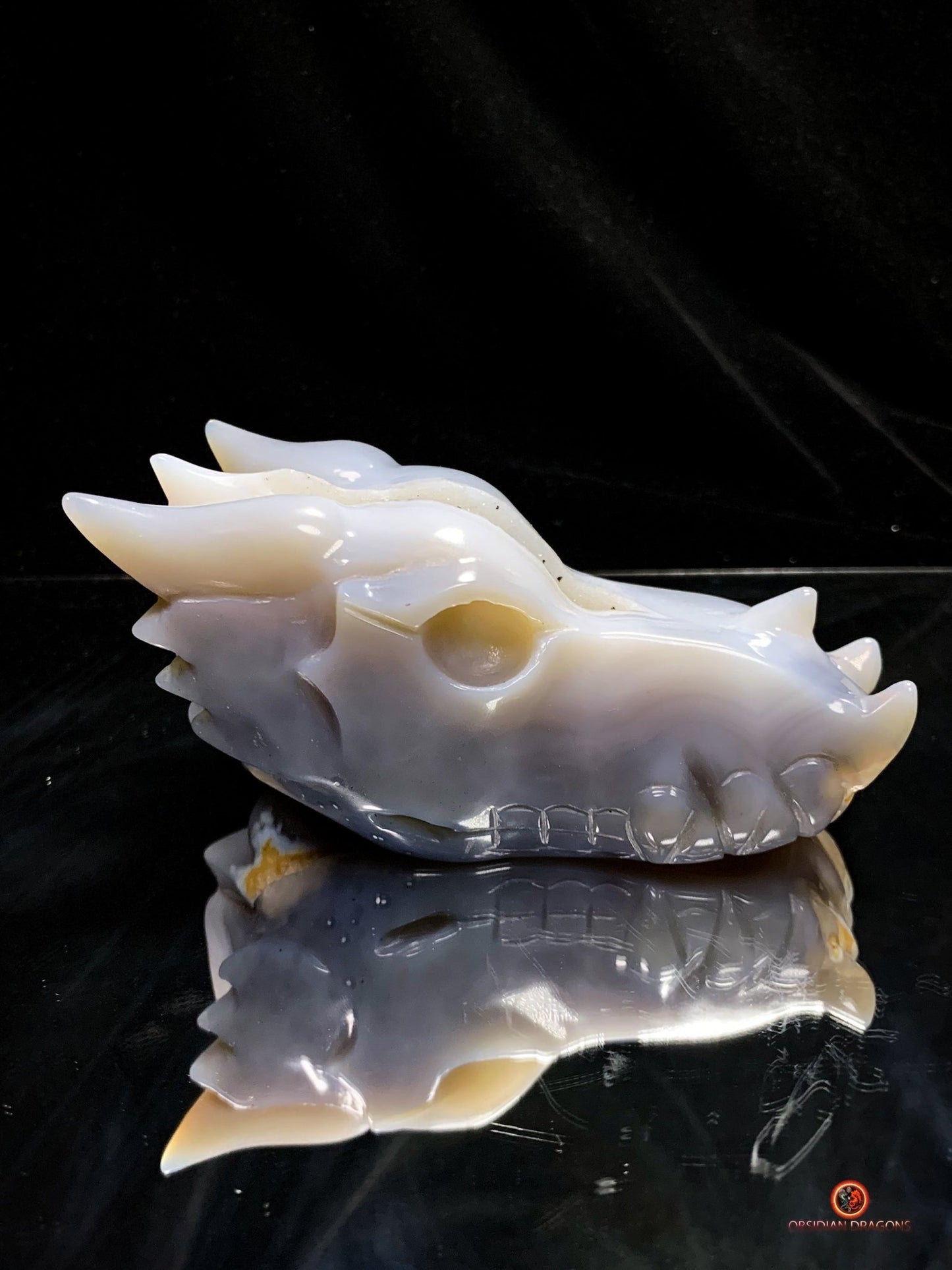 Crâne de Dragon en Géode de Quartz – Harmonie et Énergies | obsidian dragons