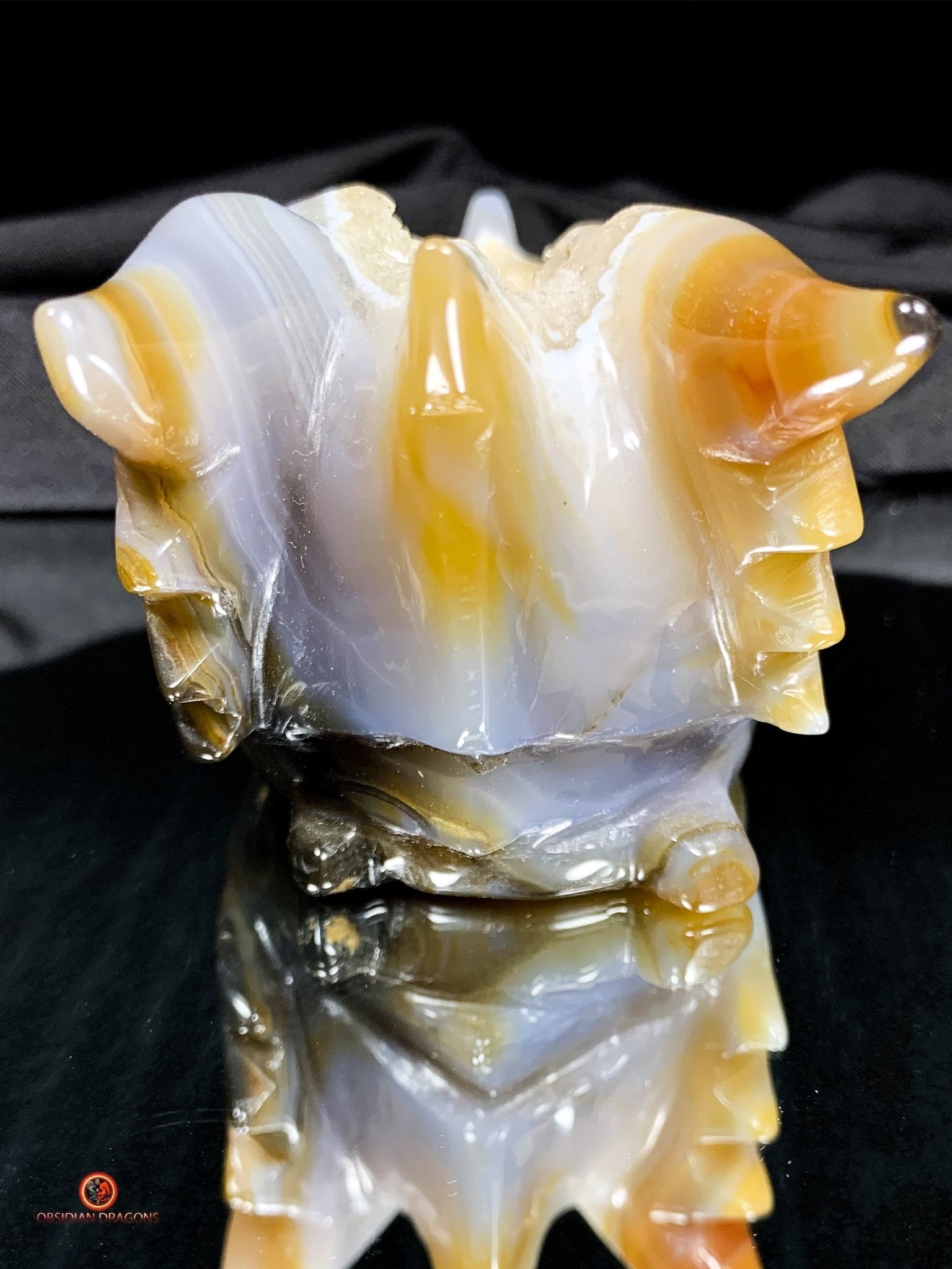 Crâne de Dragon en Géode – Puissance draconique | obsidian dragons