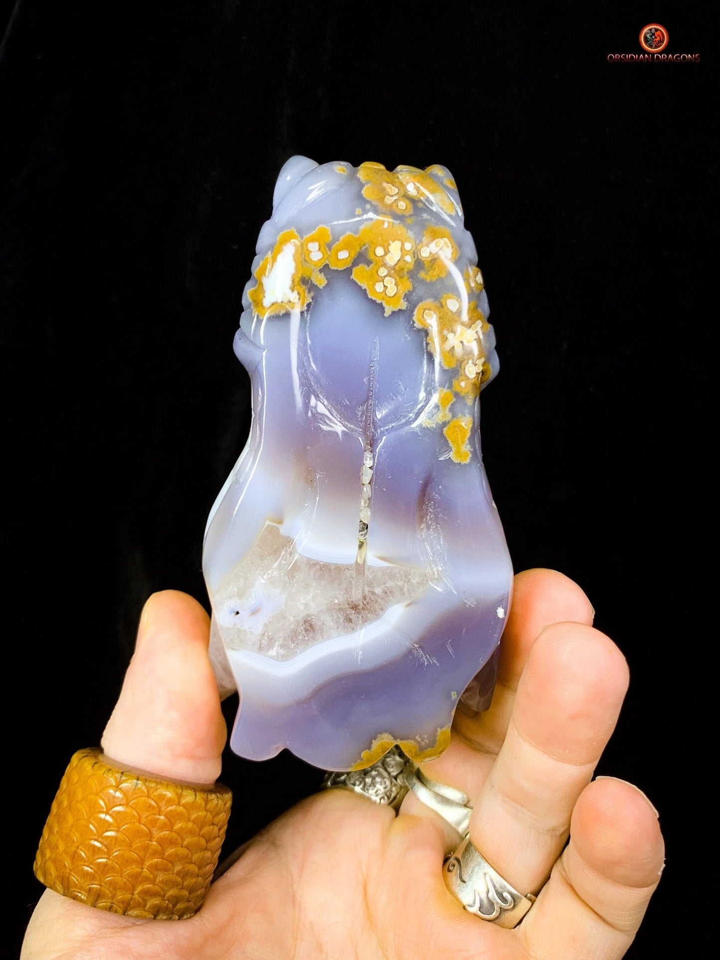 Crâne de Dragon en Géode de Quartz – Souffle de Cristal